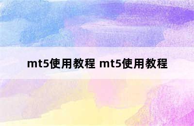 mt5使用教程 mt5使用教程